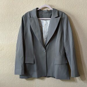 Women’s Gray Blazer with white and black polka dot liner